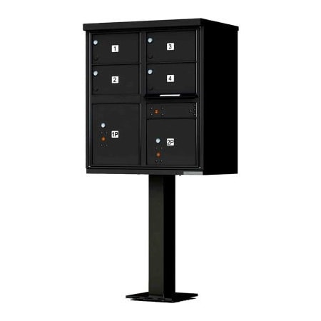 Florence Mfg Co Vital Cluster Box Unit, 4 Mailboxes & 2 Parcel Lockers, Black 1570-4T5BKAF